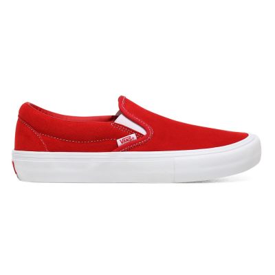 Vans Suede Slip-On Pro - Erkek Kaykay Ayakkabısı (Kırmızı Beyaz)